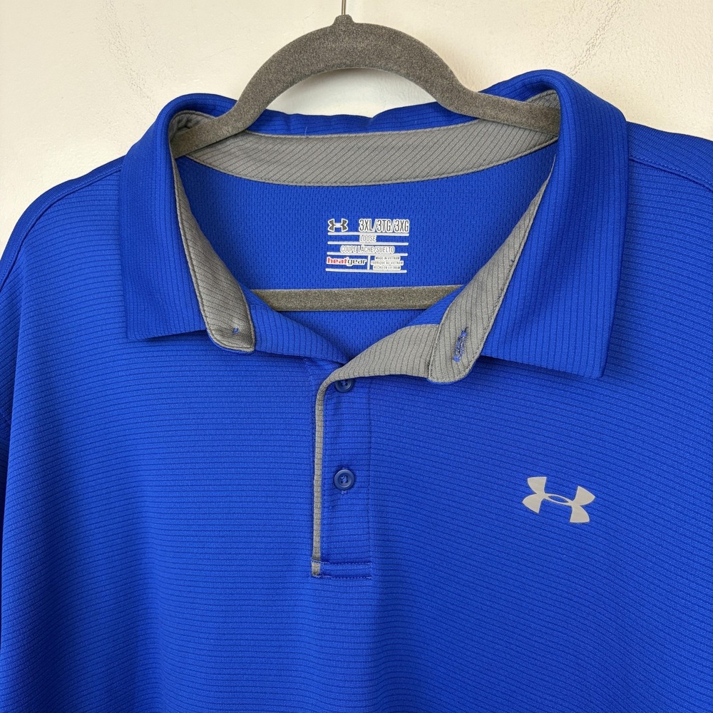 Under Armour Polo‎ Shirt Mens 3XL Blue HeatGear Loose Fit Golf Performance